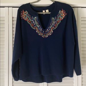 Bedazzled loose fitting knit sweater